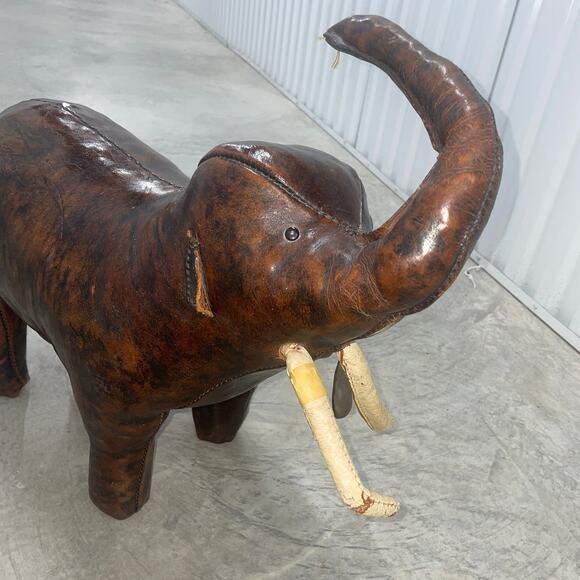 Vintage DIMITRI OMERSA Leather Elephant Abercrombie Fitch Footstool Ottoman RARE - Picture 5 of 16